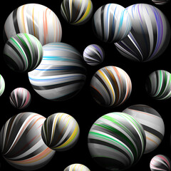 Seamless pattern of bright glossy abstract 3D balls.