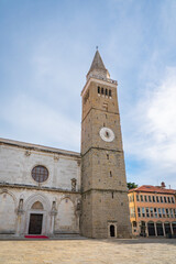 Assumption Cathedral Bell Tower in Koper, Slovenia at Sunny Day
