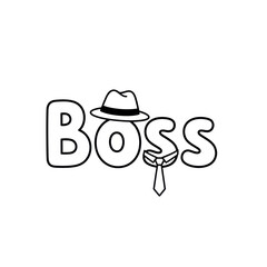 Boss word art with hat and tie illustration.