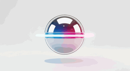 A futuristic 3D render of a neon-accented sphere with a glowing blue and pink light, set against a gray background. Perfect for technology, presentations, and graphic resources.