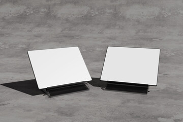 Blank tablet presentation mockup. 3d rendering