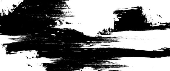 Vector black and white with grunge style, Abstract black and white brush strokes on a canvas with Black ink texture