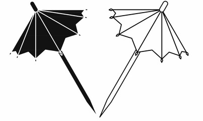 vector cocktail umbrella or paper parasol icon set.folded paper canopy and wooden stick,for tropical drink designs, summer party themes, bar icons,decorative illustration.isolated white background © Rustanto