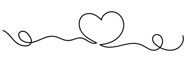 Minimal continuous one line love drawing, vector png