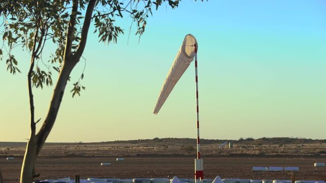 The windsock at William Creek South Australia. This is a popular outback destination for travellers and outback pilots. The windsock is essential in alerting pilots to the wind conditions.
