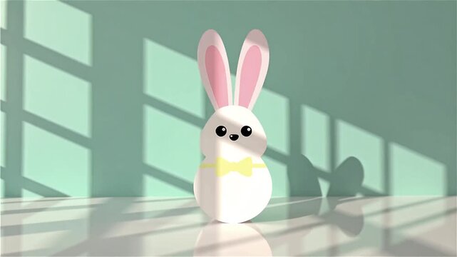 Flat vector illustration of an Easter bunny figurine, festive seasonal decor symbolizing spring joy and tradition.