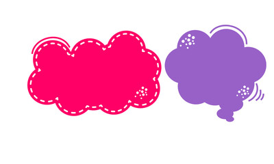 Set of Two Abstract Cartoon Speech Bubbles with Scribble Outline and Dots