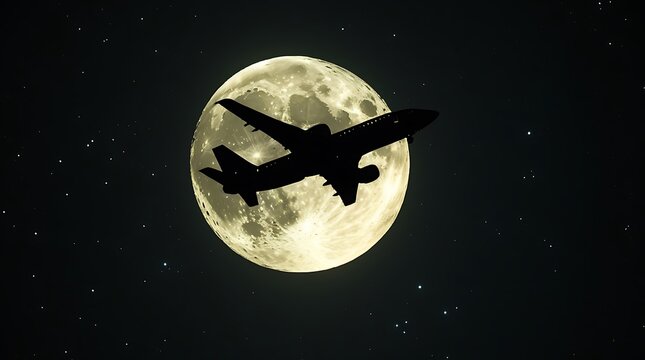 Halloween night sky with moon and bats illustration - Powered by Adobe