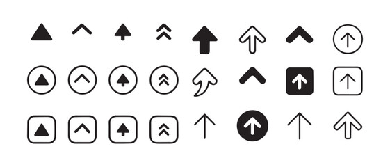 Set of Up Arrow and Up Caret Icons - Navigation and UI Vector