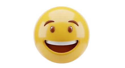 Express genuine joy with this glossy yellow smiling face emoji that's perfect for digital marketing, social media, and adding a touch of happiness online