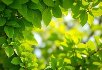 Vibrant green spring leaves forming a natural background texture, bright, leaves