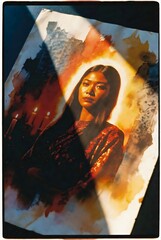 Moody Retro Portrait Overlaid with Abstract Shapes