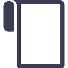 Simple Dark Blue Outline of a Rolled Scroll Document with a Blank White Page Against a Transparent Background