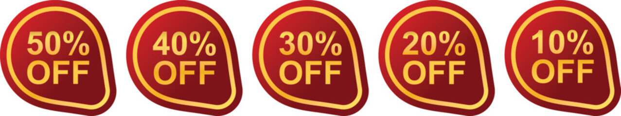 Percentage Discount Sale Offer Stickers Set