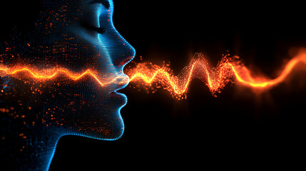 Digital portrait exhales blazing sonic wave