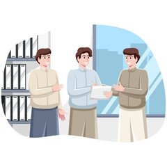 Office Co-Workers Team Reviews Documents Required for Data Collection