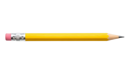 a wooden yellow pencil isolated on a transparent background. Ideal for school supplies, education, writing, drawing, and stationery concepts.