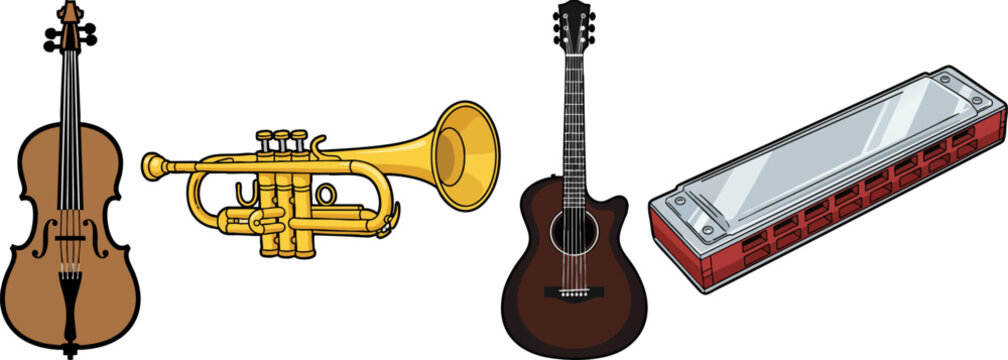 Assorted Musical Instruments Collection for Music Creation and Education