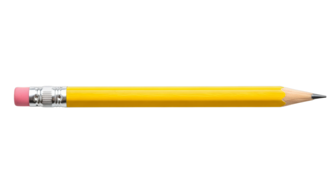 a wooden yellow pencil isolated on a transparent background. Ideal for school supplies, education, writing, drawing, and stationery concepts.