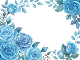 Rose blue floral frame isolated on transparent background. Flower frame PNG.