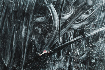 the texture of the glass wall is blurry, dirty and dusty