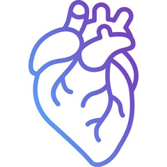 Naklejka premium Gradient Human Heart Line Icon – Modern Medical Anatomy Symbol for Healthcare Apps