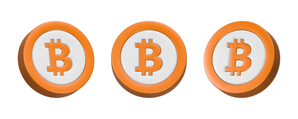 3d rendering icon bitcoin in yellow color