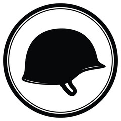 Fototapeta premium Classic military helmet icon for defense, protection, and history projects evoking strength, security, and remembrance in a simple, bold design
