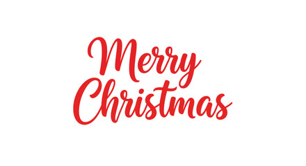 Festive red handwritten "Merry Christmas" script on a white background.