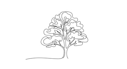 Continuous single line drawing of a majestic tree, a minimalist artistic vector illustration representing nature, environment, and simplicity