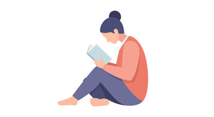 A person is sitting on the ground, engrossed in reading a book.