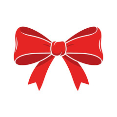 A vibrant red bow illustration, featuring a symmetrical design, isolated on white.