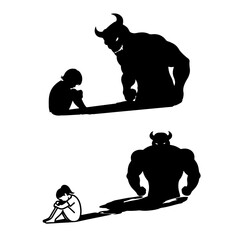 Kids school bullying and abuse concept