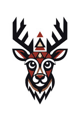 Scandinavian Geometric Reindeer Illustration