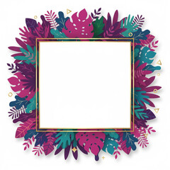 Tropical frame with natural flower and leaf