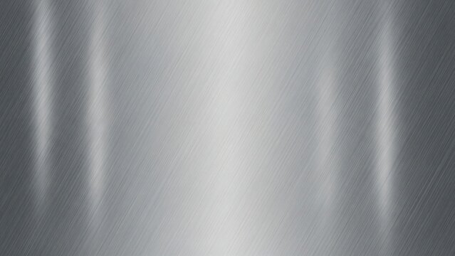 Brushed metal texture background with light reflections and gradients.