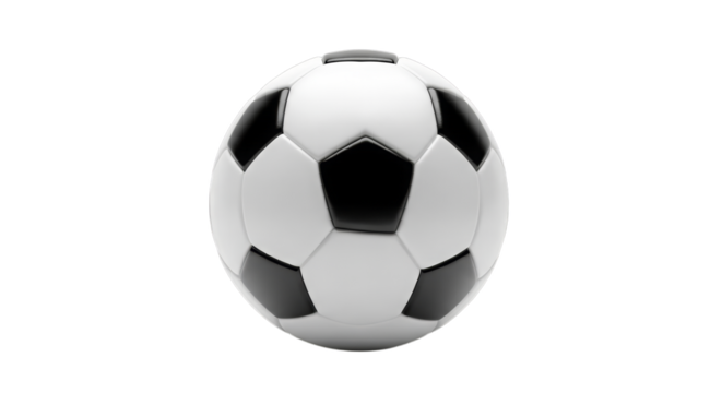 Soccer Ball with Black and White Pattern, Sports Equipment Isolated on Transparent Background