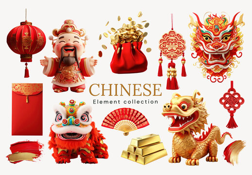 Vibrant Chinese Cultural Element Set