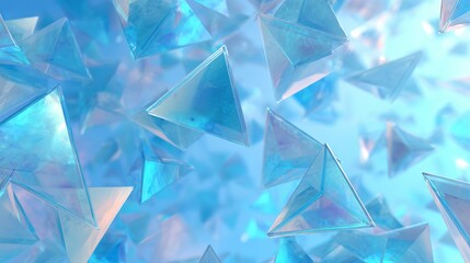 Stunning geometric triangles floating in a modern, vibrant, blue abstract space for a creative background or design element with depth