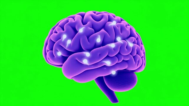 Human brain thinking on empty green screen background. Mind Technology Artificial Intelligence Programming code AI brain concept. fusion of human intelligence data processing, deep machine learning 