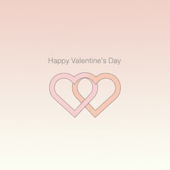 Two Intertwined Hearts Pink Orange Gradient Background Valentine Greeting love
