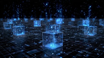 Cutting-edge digital blocks representing advanced technology solutions and innovative network systems for data processing and communication