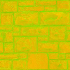 Colorful Bright Brick Wall with Vibrant Green and Yellow Tones for Interior Design or Background Use