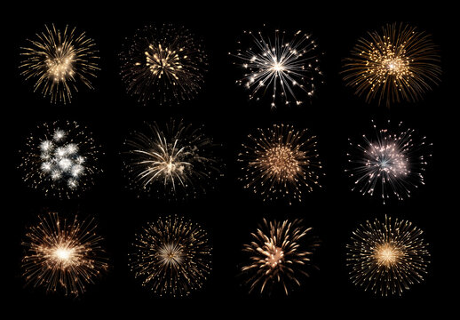 Vibrant Fireworks Display Celebration Element Set