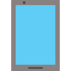 Simple Flat Icon of a Tablet Device with a Blue Screen and Gray Bezel Isolated on a Transparent Background Representing Technology and Digital Gadgets