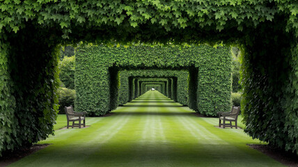 Serene Green Forest Path: Beautiful Tree-Lined Avenue Nature Wallpaper