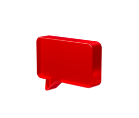 Vibrant 3D red chat bubble for modern communication, social media and apps. 3d illustration
