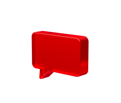 Vibrant 3D red chat bubble for modern communication, social media and apps. 3d illustration