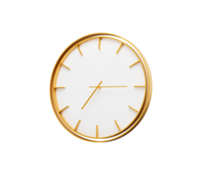 Minimalistic Golden Frame Wall Clock 07 15 Seven Fifteen 7 15 For Modern Interiors 3D Illustration