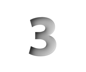 Sleek White Number 3 Three With A Subtle Shadow Embossed Into Grey Background 3D Illustration